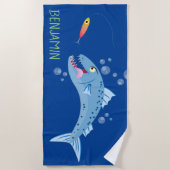 Barracuda hongende cartoon strandlaken (Voorkant)