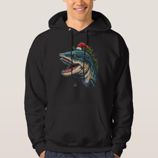 Barracuda Kerst Grappig Vis Kerstmis Vakantieseizo Hoodie (Voorkant)