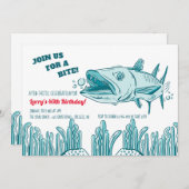 Barracuda verjaardagsfeestje uitnodiging (Voorkant / Achterkant)