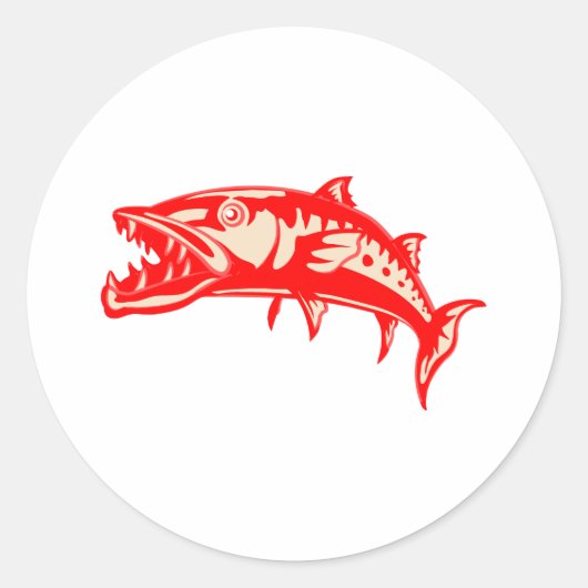 Barracuda Vis #6 Ronde Sticker (Voorkant)