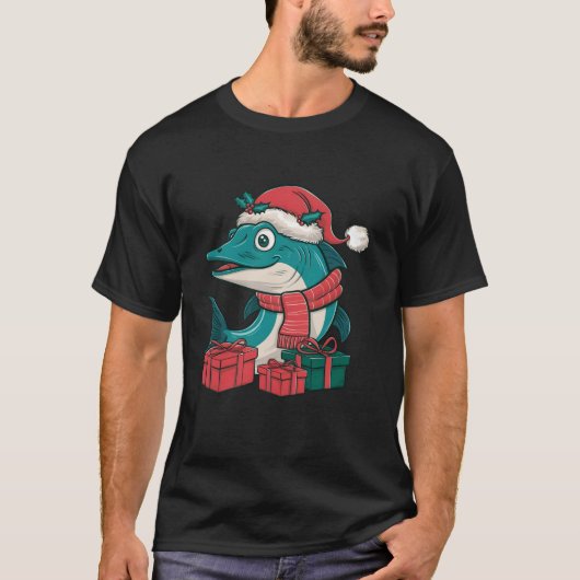 Barracuda Vis Kerstfeesten Familie Santa Barr T-shirt (Voorkant)