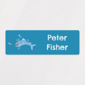 Barracuda vis vissen cartoon gepersonaliseerd labels (Design 2)