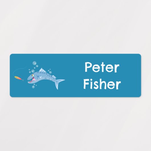 Barracuda vis vissen cartoon gepersonaliseerd labels (Design 2)