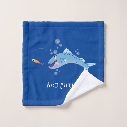 Barracuda vissen hongerig vissen cartoon illustrat bad handdoek (Wasdoekje)