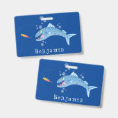 Barracuda vissen hongerig vissen cartoon illustrat badge (Front & Back)