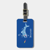 Barracuda vissen hongerig vissen cartoon illustrat bagagelabel (Voorkant verticaal)