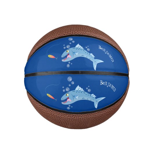 Barracuda vissen hongerig vissen cartoon illustrat basketbal (Voorkant)
