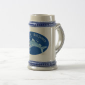 Barracuda vissen hongerig vissen cartoon illustrat bierpul (Voorkant rechts)