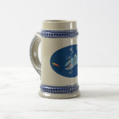 Barracuda vissen hongerig vissen cartoon illustrat bierpul (Voorkant links)