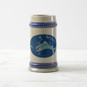 Barracuda vissen hongerig vissen cartoon illustrat bierpul