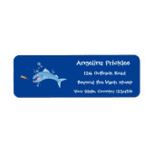 Barracuda vissen hongerig vissen cartoon illustrat etiket (Voorkant)