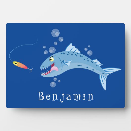 Barracuda vissen hongerig vissen cartoon illustrat fotoplaat (voorkant)