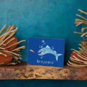 Barracuda vissen hongerig vissen cartoon illustrat fotoplaat (Zijkant)