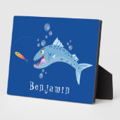 Barracuda vissen hongerig vissen cartoon illustrat fotoplaat (Zijkant)