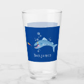 Barracuda vissen hongerig vissen cartoon illustrat glas (Voorkant)