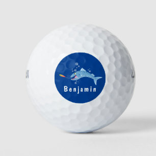 Barracuda vissen hongerig vissen cartoon illustrat golfballen