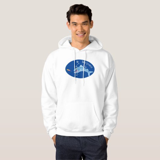 Barracuda vissen hongerig vissen cartoon illustrat hoodie (Voorkant volledig)