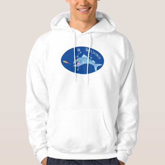 Barracuda vissen hongerig vissen cartoon illustrat hoodie (Voorkant)