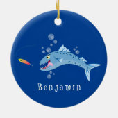 Barracuda vissen hongerig vissen cartoon illustrat keramisch ornament (Achterkant)