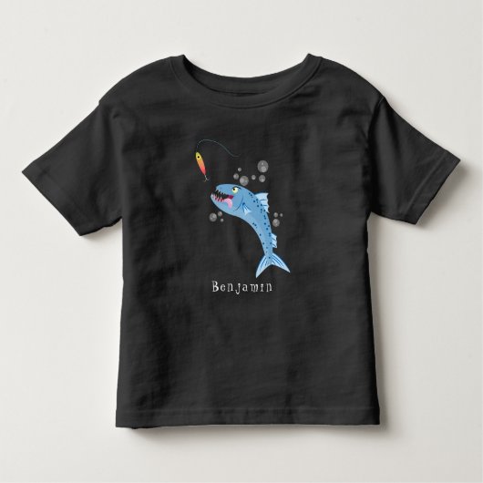 Barracuda vissen hongerig vissen cartoon illustrat kinder shirts (Voorkant)