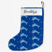 Barracuda vissen hongerig vissen cartoon illustrat kleine kerstsok (Achterkant)