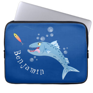 Barracuda vissen hongerig vissen cartoon illustrat laptop sleeve