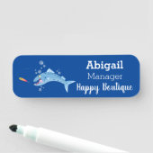 Barracuda vissen hongerig vissen cartoon illustrat naamplaatje (In situ)