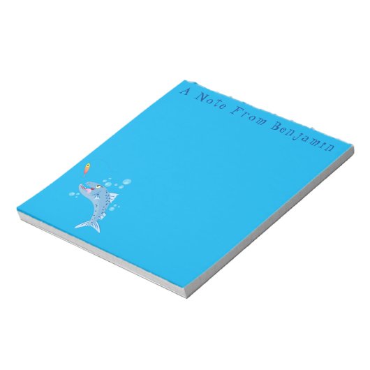 Barracuda vissen hongerig vissen cartoon illustrat notitieblok (Linkerzijde)