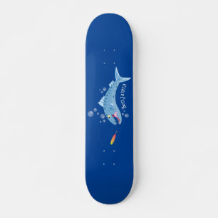 Barracuda vissen hongerig vissen cartoon illustrat persoonlijk skateboard