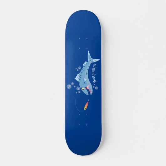 Barracuda vissen hongerig vissen cartoon illustrat persoonlijk skateboard (Voorkant)