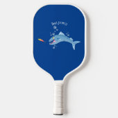 Barracuda vissen hongerig vissen cartoon illustrat pickleball paddle (Achterkant)