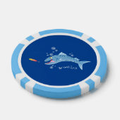 Barracuda vissen hongerig vissen cartoon illustrat poker chips (Enkel)