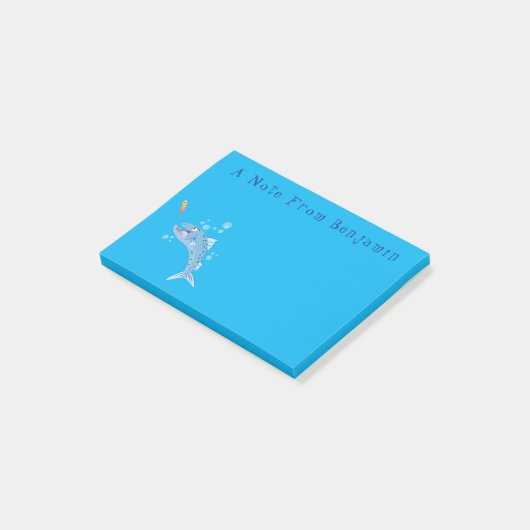 Barracuda vissen hongerig vissen cartoon illustrat post-it® notes (Schuin)