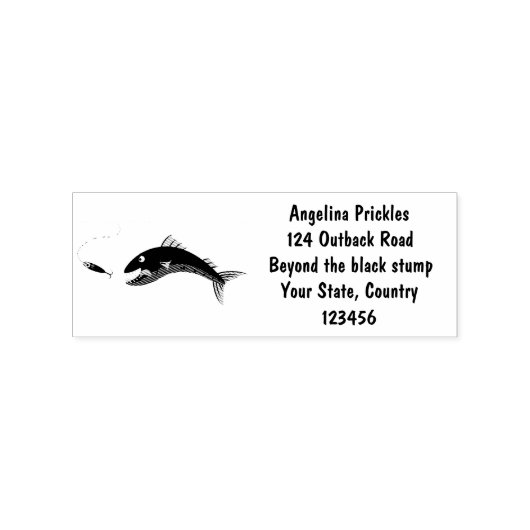 Barracuda vissen hongerig vissen cartoon illustrat rubberstempel (Afrduk)