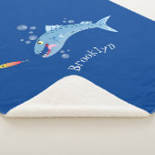 Barracuda vissen hongerig vissen cartoon illustrat sherpa deken (3/4)