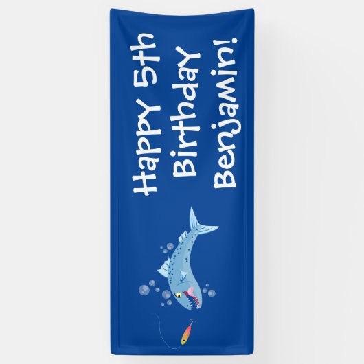 Barracuda vissen hongerig vissen cartoon illustrat spandoek (Verticaal)