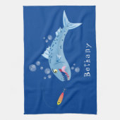 Barracuda vissen hongerig vissen cartoon illustrat theedoek (Verticaal)
