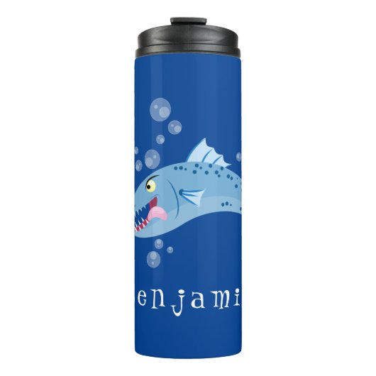 Barracuda vissen hongerig vissen cartoon illustrat thermosbeker (Voorkant)