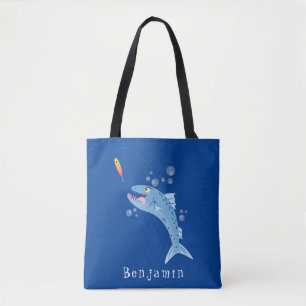 Barracuda vissen hongerig vissen cartoon illustrat tote bag