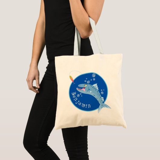 Barracuda vissen hongerig vissen cartoon illustrat tote bag (Voorkant (product))