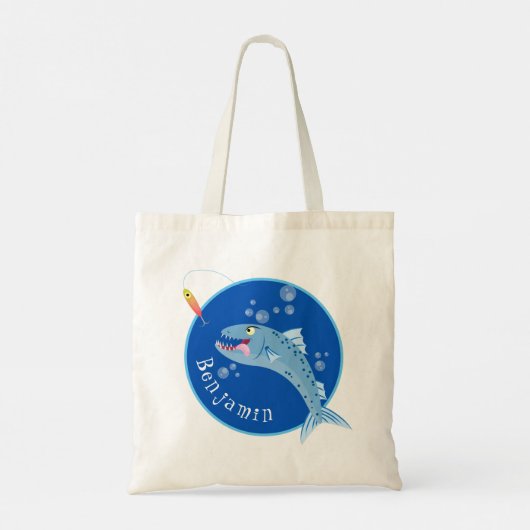 Barracuda vissen hongerig vissen cartoon illustrat tote bag (Achterkant)