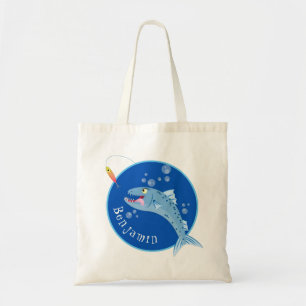 Barracuda vissen hongerig vissen cartoon illustrat tote bag