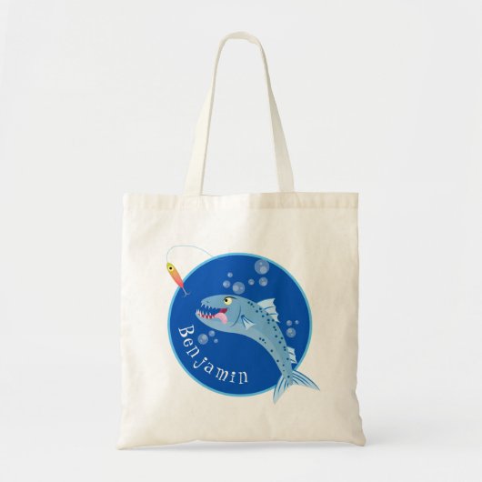 Barracuda vissen hongerig vissen cartoon illustrat tote bag (Voorkant)