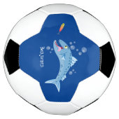 Barracuda vissen hongerig vissen cartoon illustrat voetbal (Gedraaid)