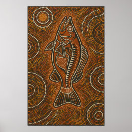 Barramundi Aboriginal Dot Art Poster