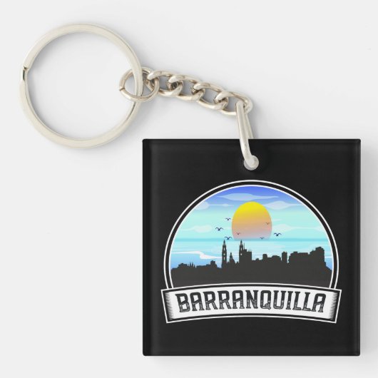 Barranquilla Colombia Skyline Panorama Uitzicht Sleutelhanger (voorkant)