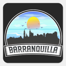 Barranquilla Colombia Skyline Panorama Uitzicht Vierkante Sticker