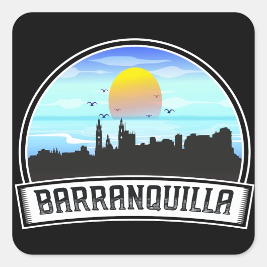 Barranquilla Colombia Skyline Panorama Uitzicht Vierkante Sticker (Voorkant)