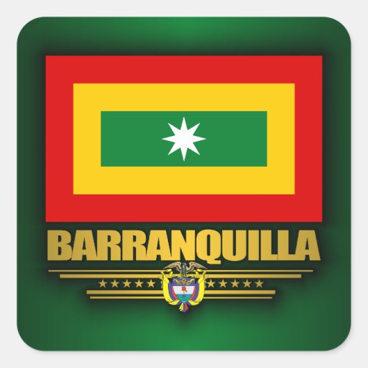 Barranquilla Flag Vierkante Sticker (Voorkant)