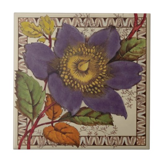 Barratt Paarse Peony Victoriaans Transferware Repr Tegeltje (Voorkant)